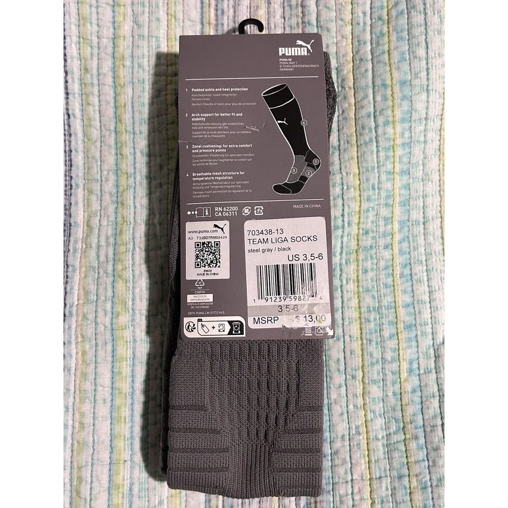 New Puma Team Knee High Football Soccer Mens Socks Size 2 3.5-6 NWT